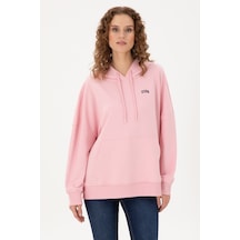 U.S. Polo Assn. Kadın Pudra Kapüşonlu Basic Sweatshirt 50297324-VR042