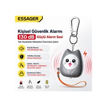 Essager 130 Db Kişisel Güvenlik Alarmı Led Fenerli, Çekmeli Acil Durum Alarmı, 450mah Şarjlı Taşınabilir Anahtarlık