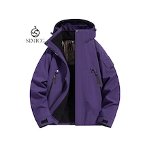 Çıkarılabilir Kapüşonlu Ve Su Geçirmez Erkek Rüzgarlığı Mor