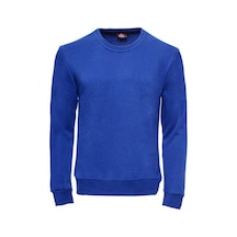 Wessi Koyu Mavi Desensiz Bisiklet Yaka Sweatshirt Koyu Mavi