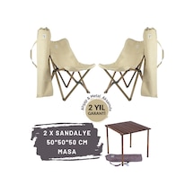 Bag The Joy Ahşap Masa Sandalye Seti Antrasit - Bej - 50 50 50cm