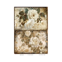 Beyaz Gül Serisi Bg6 Beyaz Gül Desenli Pirinç Dekopaj 30x42 Beyaz - 713755025