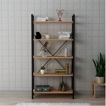 Hera 5 Raflı Metal Geniş Kitaplık Atlantik Çam 90cm