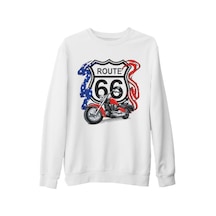 Route 66 Beyaz Kalın Sweatshirt