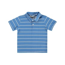 Civil Boys Çizgli Polo Yaka 2-5 Yaş Tişört - Mavi Koyu Mavi