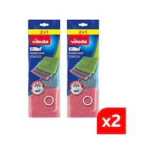 Vileda 2 Paket 3 Lü Power Inox Colors Çelik Bulaşık Sünger