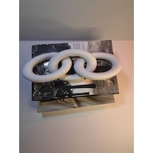 Modern Beyaz Zincir Dekoratif Obje Şık Masa Üstü & Kitaplık Süs Eşyası 15 Cm X 3 Zincir Bloğu