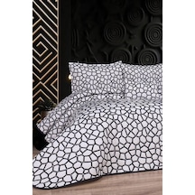 Stone 4 Parça Yatak Örtüsü 240x260 Beyaz Lacivert Beyaz - Lacivert