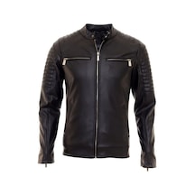 Oliggopol Erkek Siyah İç Cepli Slim Fit Spor Deri Ceket Cm Siyah