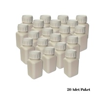 Labbakkal Numune Şişe 100 Ml Kare Beyaz Plastik 20 Adet Yüksek Kalite Hdpe