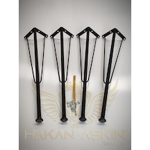 By Hakan Aşkın 70 Cm Metal Siyah Masa Firkete Ayağı Ve Takımı 4 Lü Mat Siyah