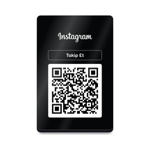 Meo Instagram Paneli - Qr Kodlu Düz Pleksi Masaüstü Panel Siyah