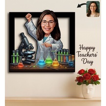 Bk Gift Kişiye Özel Kadın Öğretmen Karikatürlü 3d Ahşap Tablo -11, Öğretmene Hediye, Öğretmenler Günü Hediyesi