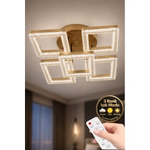 Yakamoz Model 5"li Kumandalı Eskitme 3 Renk Modu Ledli Modern Tavana Sıfır Salon Mutfak Çocuk Yatak Odası Led Avize Kahverengi