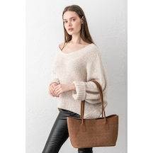 Paul Brand Terra Touch Örgü Desenli Yumuşak Süet Dokulu Makyaj Çantalı Kadın Shopper Omuz Çantası Taba Paul Brand Terra Touch Örgü Desenli Yumuşak Süet Dokulu Makyaj Çantalı Kadın Shopper Omuz Çantası Taba
