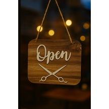 Ahşap Dekoratif Kesim Open-closed Yazılı Tabela