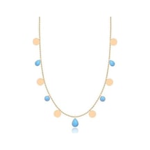 Diamond Line-Gülaylar - Sarı Altın 14 Ayar Firuze Taş Kolye N11.25112