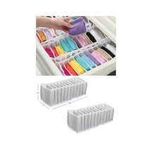 2 Adet Dolap Ve Çekmece İçi Çok Amaçlı Düzenleyici Medium-m Boy Kumaş 45 X 20 Gri Diğer