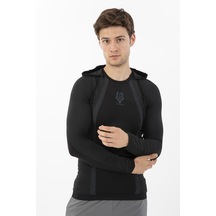 Maraton Active Slimfit Erkek Kapşonlu Uzun Kol Koşu Siyah Sweatshirt 826029-siyah