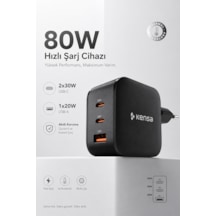 80w Üç Portlu Usb-c Girişli Akıllı Hızlı Şarj Adaptörü