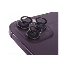 İphone 14 Pro / 14 Pro Max İle Uyumlu Kamera Lens Koruyucu Alüminyum Alaşım Çerçeveli Telefon Lensi Temperli Cam Koruma Mor
