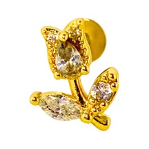 Cerrahi Çelik Taşlı Lale Piercing Altın