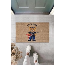 Bej Kapı Önü Paspası Let's Rock Ayıcık Desen K-3322 Renkli