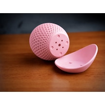 Bezos 3d Baskı Küre Saksı - Kafes Dokulu İki Parçalı Dekoratif Saksı - Pembe-pembe Hb006