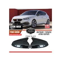 Seat Leon Mk4 2021 Ve Sonrası Uyumlu Batman Yarasa Ayna Kapağı Piano Black Abs Plastik Sağ Sol Takım 00 Şüscaroto Aksesuar