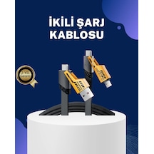 Örgülü Tasarım 4 Ü 1 Arada Usb-c Lightning Hızlı Şarj Kablosu Çok Renkli