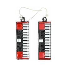 Diyez Müzik Kırmızı Ve Siyah Piyano Tuşları Şeklinde Müzik Temalı Küpe