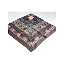 Miray Nevada Büyük Boy Organik Pamuk Eşarp - 120 X 120 - 06452 Kahve-mavi
