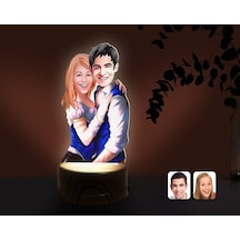 Kişiye Özel Sevgililer Karikatürlü Dekoratif 3D Biblo Led Işıklı (481495224)