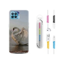 Oppo Reno 4 Lite Kılıf Kablo Koruyuculu Swan 1343 Siyah