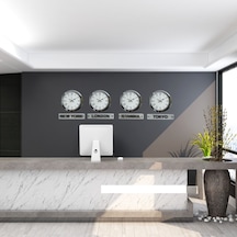 Krom Series 36 Cm Metal Tabelalı Dünya Saatleri Seti Otel Ve Resepsiyon Saati