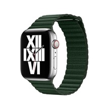 Watch Ultra 49mm Kordon Uyumlu Krd-09 Deri Lop Strap Kayış Ogaa- Koyu Yeşil
