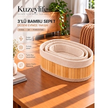 Kuzeylife Bambu Trio Oval 3lü Sepet Seti Kahverengi