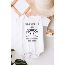 Hediyenza Player 3 Özel Tasarım Bebek Zıbın Pamuklu Çıtçıtlı Body Beyaz