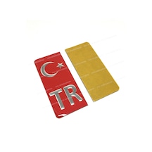 Tr Plaka Arması Metal Etiket Sticker Kırmızı 2'li