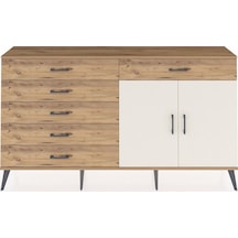 Arges Konsol Tek Raflı 6 Çekmeceli 2 Kapaklı 176x30x99 Çam-aytaşı Çam-aytaşı/çam