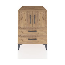 Kronos Komodin 2 Raflı 2 Çekmeceli 2 Kapaklı 60x59x80 Çam-çam Çam