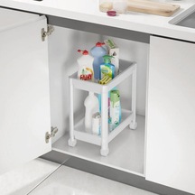 2 Katlı Tekerlekli Mutfak Tezgah Altı, Deterjanlık - Al4696 Beyaz