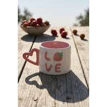 Heart Love Porselen Kupa - 360 Ml Pembe