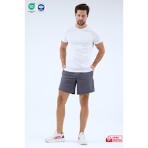Zoma Cepleri Fermuarlı Spor Fitness Koşu Şortu - Pelops Gri