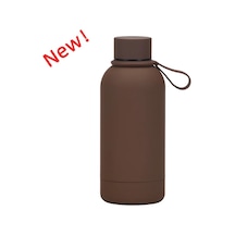 350 Ml Mını Termos Bardak Küçük Ağız Vakum Çift Paslanmaz Çelik Silikon Saplı Taşınabilir Kahverengi