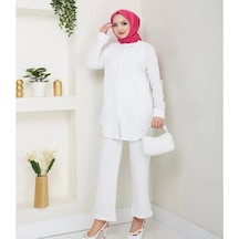 Lovie Moda Kadın İkili Bürümcük Takım Beyaz