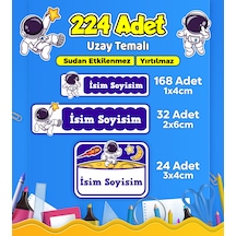 Uzay Temalı Okul Kreş Kişiye Özel İsim Etiket Seti - Model 532 Çok Renkli