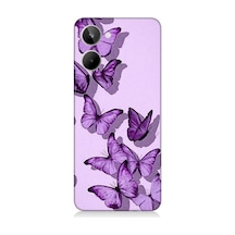 Realme 10 Uyumlu Mor Kelebekler Desenli Silikon Kılıf
