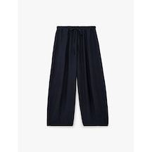 Koton Viskon Kumaş Beli Bağcıklı Loose Fit Cepli Balon Pantolon Lacivert 7wak40043pw