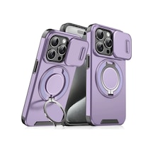 360 Dönen Gizli Metal Halka Araç Tutucu Yumuşak Tpu + Sert Pc Tampon Telefon Purple Iphone14pro İçin 6.1 " Mor